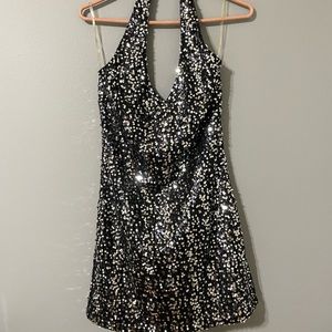 Navy sequin halter dress 👗